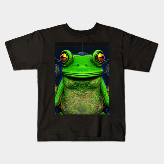 Frogger Spirit Animal (9) - Trippy Psychedelic Frog Kids T-Shirt by TheThirdEye